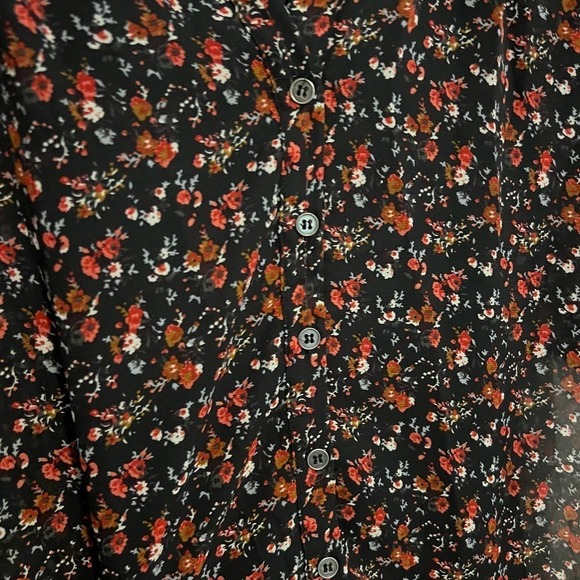 Black Poppy sheer black floral button down dress XS - Picture 6 of 10